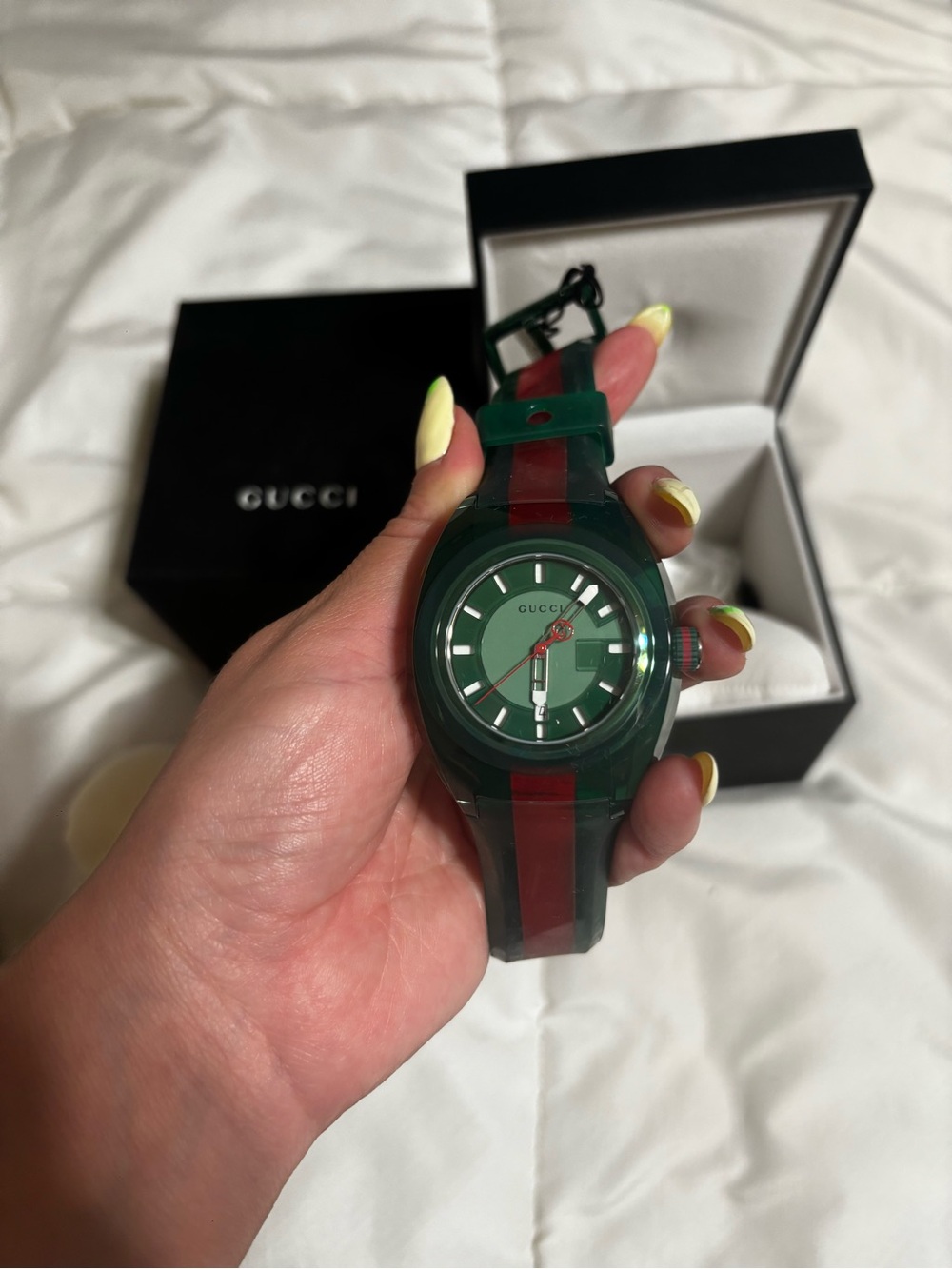 Gucci Green & Red Sport Rubber Watch